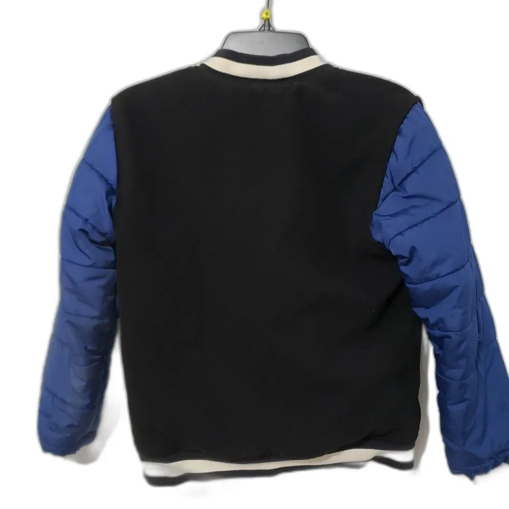 Gymboree Rock n Roll Collection Varsity Blue Black Zip Boys Warm Coat  L (10-12)
